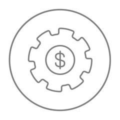 Gear with dollar sign line icon.