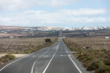 Haria village in tropical mountain landscape of Lanzarote island, Spain