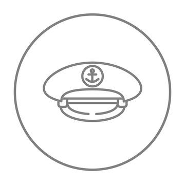 Captain peaked cap line icon.