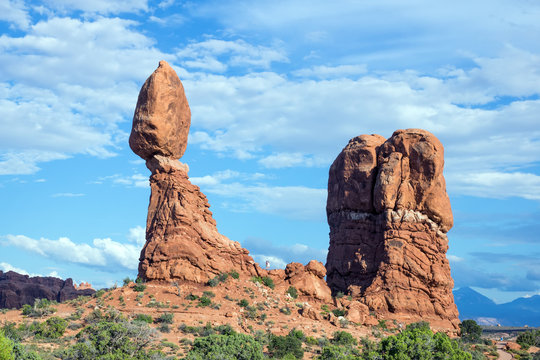Landscape with  Balancing rock.  Arches National Park, Utah