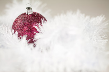 Christmas decoration with white snowy background