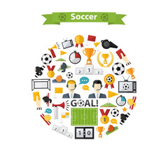  Soccer Icons set in circle