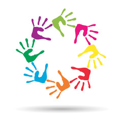 Fototapeta premium Vector conceptual children painted hand print isolated