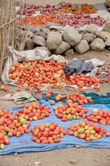 Tomatoes and onios on a market stall. Senbete-Ethiopia. 0039