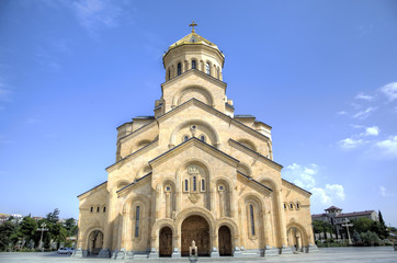 Fototapeta na wymiar Holy Trinity Cathedral (Tsminda Sameba). Tbilisi, Georgia