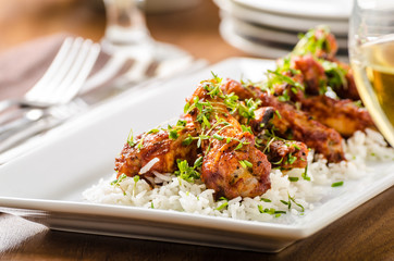 Hot wings with basmati rice