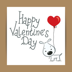 Fototapeta na wymiar Happy valentine's day cards with dog heart