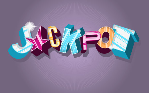 Jackpot. Illustrated Bright Letters With Cast Shadow. Vector