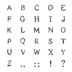 Alphabet from sketch of black letters