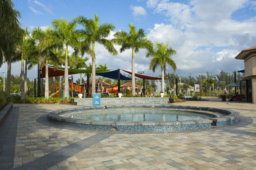 playground with slides and climbing frame