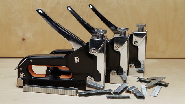 The tool - stapler manual mechanical - for repair work in the house and on furniture, and brackets