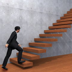 Conceptual business man climbing a stair