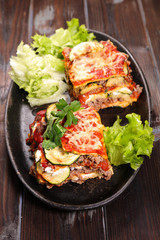 lasagna and salad