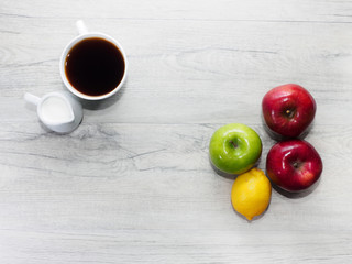 Colorful fruit and coffee