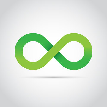 Green infinity symbol logo icon isolated on white background, Vector illustration