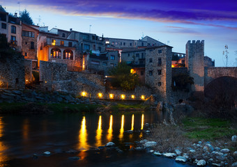 Evening photo of medieval town. Besalu