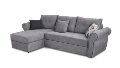 Upholstery sofa corner set with pillows isolated on white with clipping path