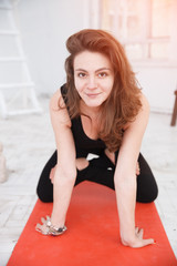 Fototapeta na wymiar Woman doing yoga exercises