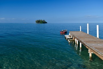 Pier leading to island, Cabo Rojo, Puerto Rico