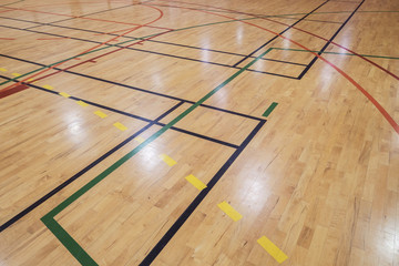 Retro indoor gymnasium floor - 101342129