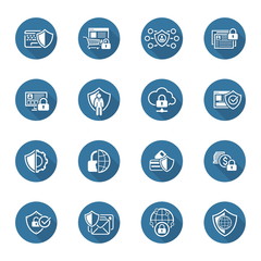 Flat Design Protection and Security Icons Set.