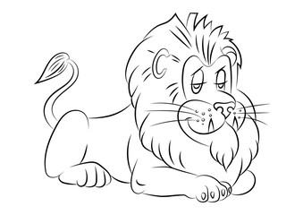 illustration of an animation Lion for the coloring book 