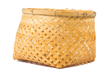 bamboo basket handmade isolated on white background
