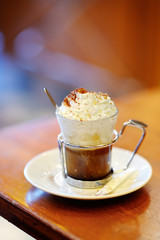 Cup of coffee or hot chocolate with whipped cream