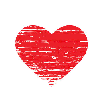 Scrached REd heart. Vector graphic