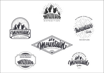 Mountain adventure and expedition insignia badges It can be used as a print on clothing, stamped business cards presentations