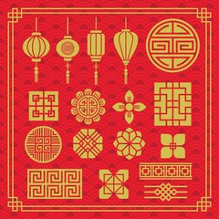 Chinese new year ornament,chinese lamp,asian vector