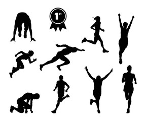 Silhouette of successful achievement sport runner