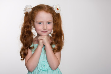 Little redhead fashionista girl