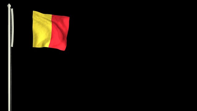 Belgian flag waving in the wind with PNG alpha channel for easy project implementation.