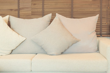 Fototapeta na wymiar Beige color sofa set in the living room