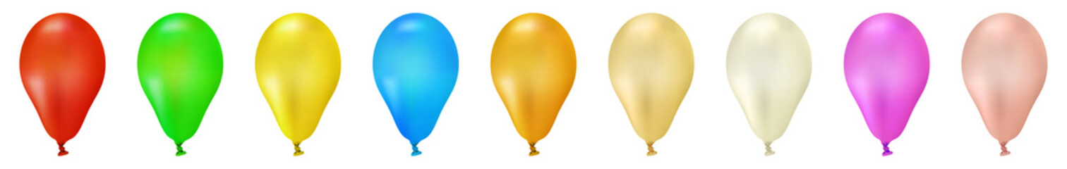 Bunte Vektor Luftballons - Sammlung, Set, Gruppe als Vorlage. Ballons für Party und Geburtstag - Dekoration, Deko. Set of Colorful Vector Balloons - Isolated on White Background
