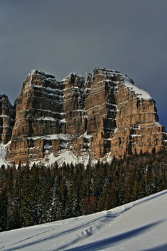 Breccia Peak and Cliffs in winter on Togwotee Pass between Dubois and the Grand Tetons National Park / Jackson Hole (valley) where the Absaroka and Wind River ranges meet