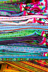 Colorful fabrics at a local market in Bangkok, Thailand