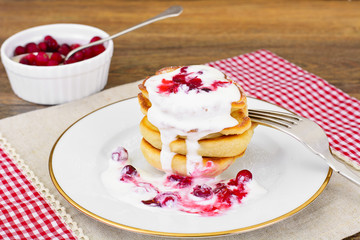 Tasty Pancakes with Cranberry Stack