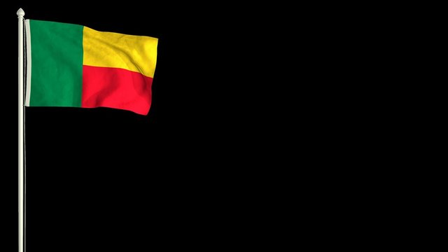 Beninese flag waving in the wind with PNG alpha channel for easy project implementation.