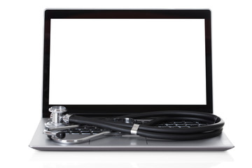 Closeup Of Stethoscope On Laptop