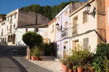 Fototapeta na wymiar Costa Blanca village street with whitewashed facades