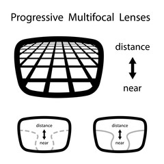 vector progressive multifocal glasses lenses - obrazy, fototapety, plakaty