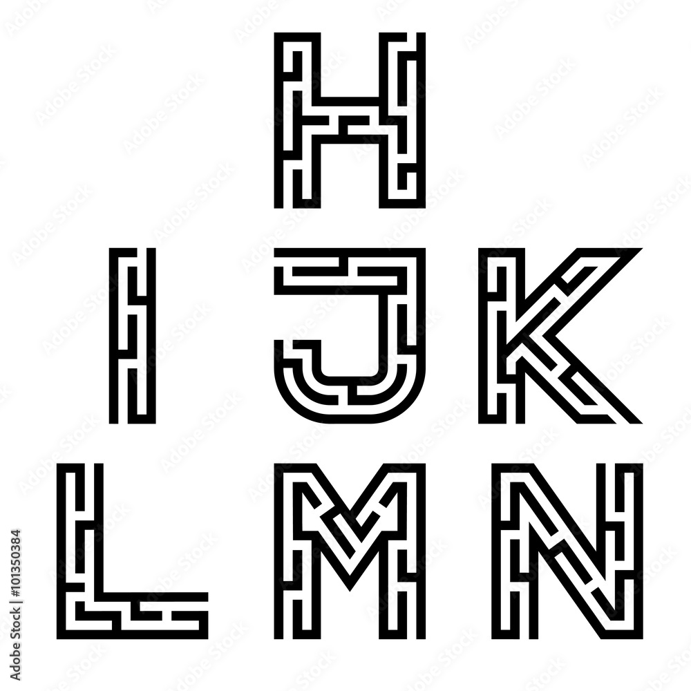 Fototapete vector real maze alphabet font letters - part 2