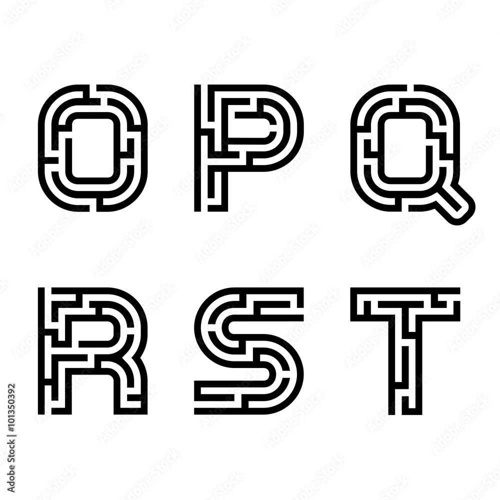 Fototapete vector real maze alphabet font letters - part 3