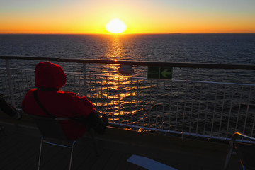 Fototapeta premium Sonnenuntergang an Deck