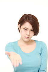 angry young Japanese woman requests something