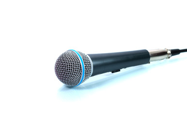 Black microphone isolated on white background