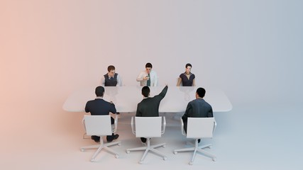 Fototapeta na wymiar 3d people - human character, person at conference table . 3d render