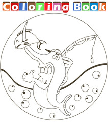 Naklejka premium cartoon swordfish coloring book